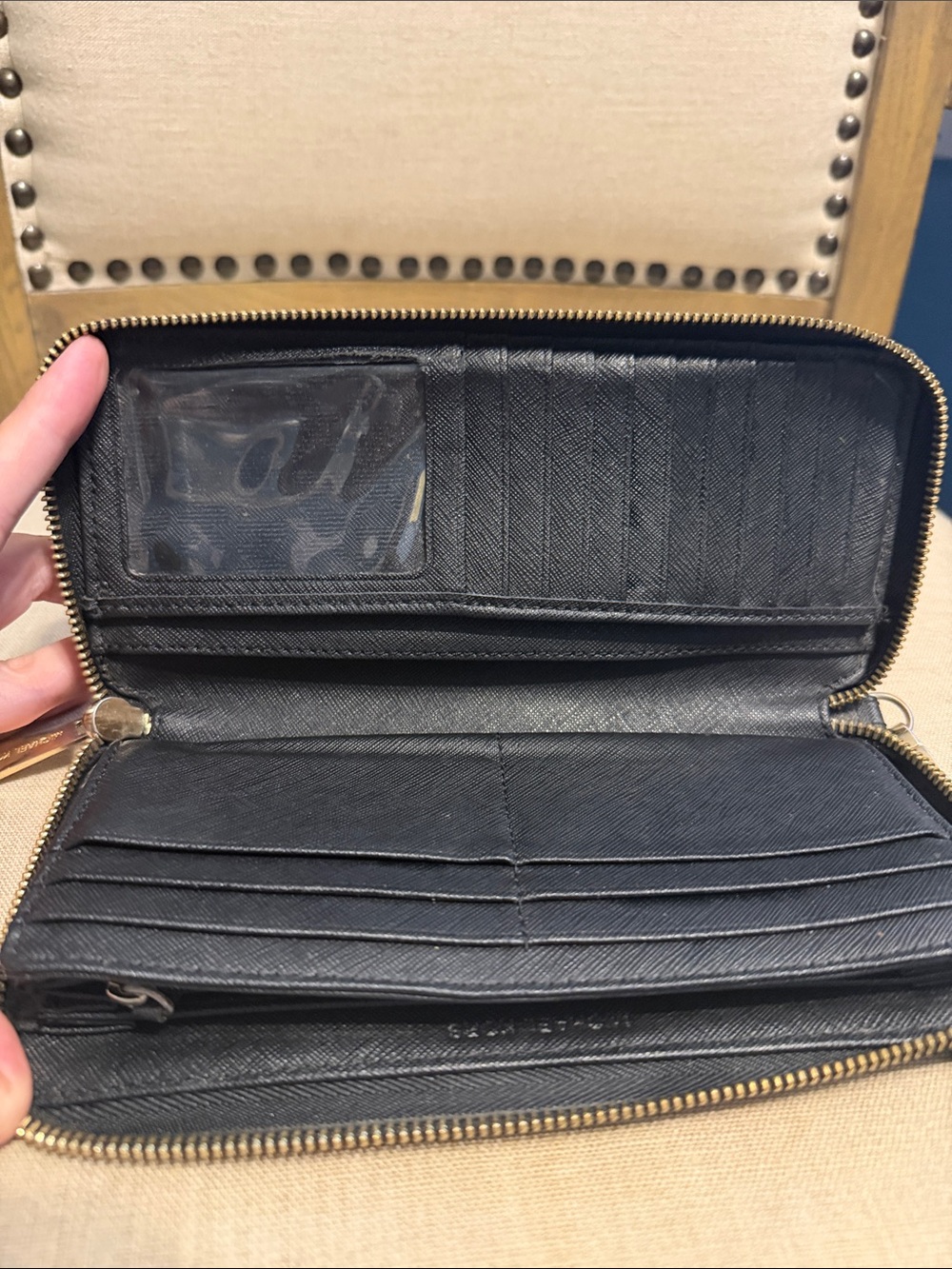 Michael Kors Black Saffiano Leather Zip Wristlet - Picture 8 of 11